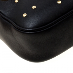 Pre Owned Alexander McQueen Black Leather Eyelet and Stud Camera Crossbody Bag