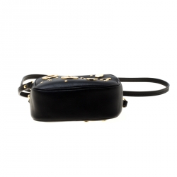 Pre Owned Alexander McQueen Black Leather Eyelet and Stud Camera Crossbody Bag