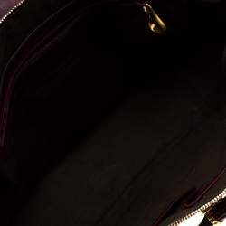 Pre Owned Alexander McQueen Burgundy Croc Embossed Patent Leather Flapper Satchel