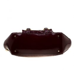 Pre Owned Alexander McQueen Burgundy Croc Embossed Patent Leather Flapper Satchel