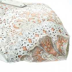 Pre Owned Alexander McQueen White Printed Satin Medium De Manta Clutch