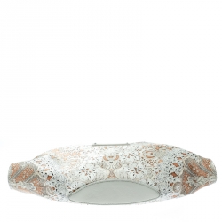 Pre Owned Alexander McQueen White Printed Satin Medium De Manta Clutch