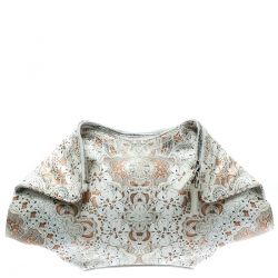 Pre Owned Alexander McQueen White Printed Satin Medium De Manta Clutch