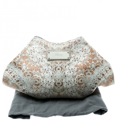 Pre Owned Alexander McQueen White Printed Satin Medium De Manta Clutch