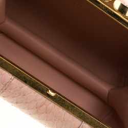 Pre Owned Alexander McQueen Peach Python Crystal Skull Clutch