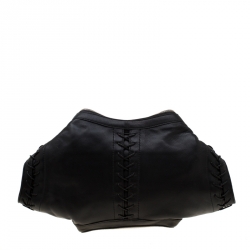 Pre Owned Alexander McQueen Black Leather Medium Lace Up Faithful De Manta Clutch