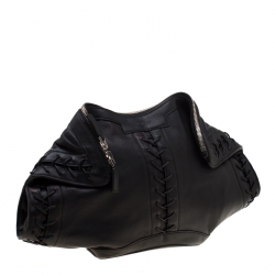 Pre Owned Alexander McQueen Black Leather Medium Lace Up Faithful De Manta Clutch