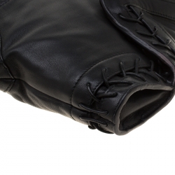 Pre Owned Alexander McQueen Black Leather Medium Lace Up Faithful De Manta Clutch