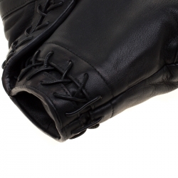 Pre Owned Alexander McQueen Black Leather Medium Lace Up Faithful De Manta Clutch