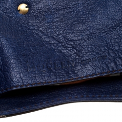 Pre Owned Alexander McQueen Navy Blue Flappy Leather Clutch