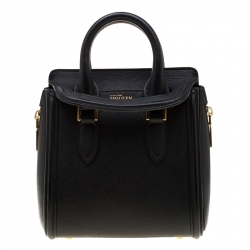 Pre Owned Alexander McQueen Black Leather Mini Heroine Bag
