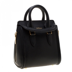 Pre Owned Alexander McQueen Black Leather Mini Heroine Bag