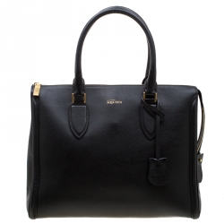 Pre Owned Alexander McQueen Black Leather Heroine Open Tote