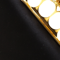 Pre Owned Alexander McQueen Black Satin Bird And Apple Knuckle Clutch