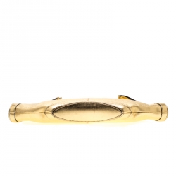 Pre Owned Alexander McQueen Gold Metallic Leather Medium De Manta Clutch