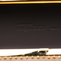 Pre Owned Alexander McQueen Beige Nubuck Leather Studded Skull Knuckle Clutch