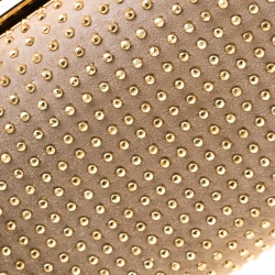 Pre Owned Alexander McQueen Beige Nubuck Leather Studded Skull Knuckle Clutch