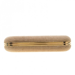 Pre Owned Alexander McQueen Beige Nubuck Leather Studded Skull Knuckle Clutch