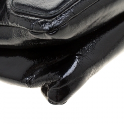 Pre Owned Alexander McQueen Black Croc Embossed Leather Flap Chain Shoulder Bag