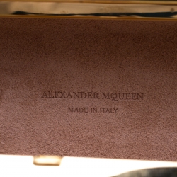 Pre Owned Alexander McQueen Black/Gold Ombre Glitters Skull Knuckle Clutch