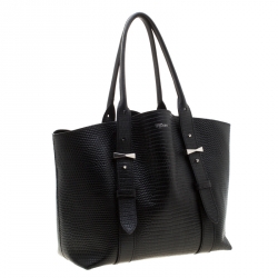 Pre Owned Alexander Mcqueen Black Textured Leather Tote