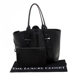 Pre Owned Alexander Mcqueen Black Textured Leather Tote