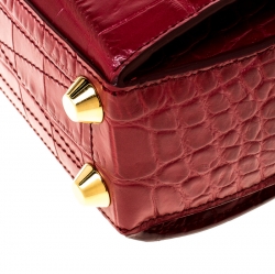 Alexander McQueen Red Croc Embossed Leather Box Shoulder Bag 