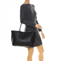 Pre Owned Alexander McQueen Black Leather Large Shopper Tote
