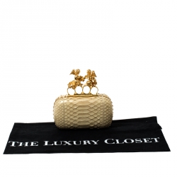Alexander McQueen Light Yellow Python Angel Knuckle Box Clutch