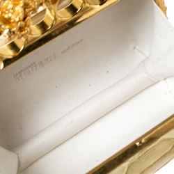 Alexander McQueen Light Yellow Python Angel Knuckle Box Clutch