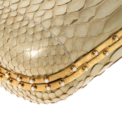 Alexander McQueen Light Yellow Python Angel Knuckle Box Clutch