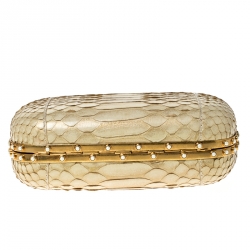 Alexander McQueen Light Yellow Python Angel Knuckle Box Clutch