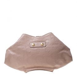 Pre Owned Alexander McQueen Blush Pink Leather Medium Skull De Manta Clutch