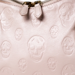 Pre Owned Alexander McQueen Blush Pink Leather Medium Skull De Manta Clutch