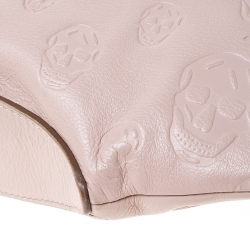 Pre Owned Alexander McQueen Blush Pink Leather Medium Skull De Manta Clutch