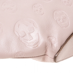 Pre Owned Alexander McQueen Blush Pink Leather Medium Skull De Manta Clutch