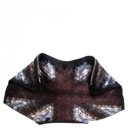 Pre Owned Alexander McQueen Multicolor Satin and Leather Medium De Manta Clutch