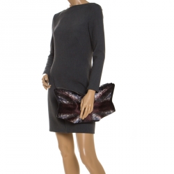 Pre Owned Alexander McQueen Multicolor Satin and Leather Medium De Manta Clutch