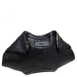 مملوكة مسبقًا Alexander McQueen Black Leather Medium De Manta Clutch