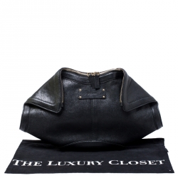 Pre Owned Alexander McQueen Black Leather Medium De Manta Clutch