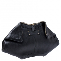 Pre Owned Alexander McQueen Black Leather Medium De Manta Clutch