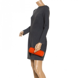 Alexander McQueen Orange Calfhair Skull Knuckle Box Clutch