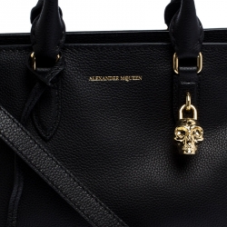 Alexander McQueen Black Leather Skull Padlock Tote