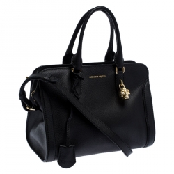 Alexander McQueen Black Leather Skull Padlock Tote