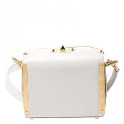 Pre Owned Alexander McQueen Off White Leather Box 19 Shoulder Bag