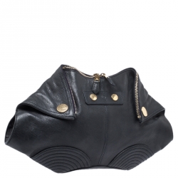 Alexander McQueen Black Leather Medium De Manta Clutch