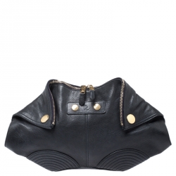 Alexander McQueen Black Leather Medium De Manta Clutch