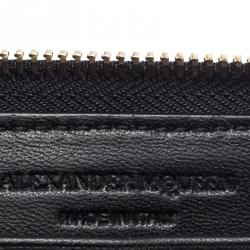 Alexander McQueen Black Leather AMQ Zip Around Continental Wallet