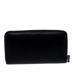 Alexander McQueen Black Leather AMQ Zip Around Continental Wallet