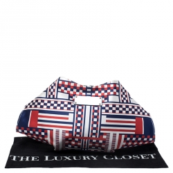 Pre Owned Alexander McQueen Blue/Red Satin Medium De Manta Clutch